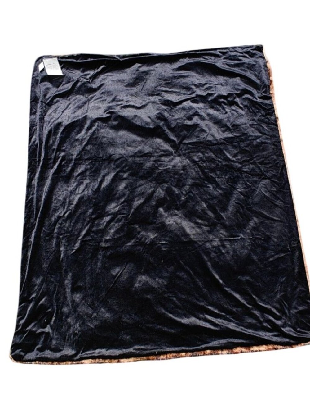 Dennis Basso Tiger Mills Animal Print Faux Fur Throw Blanket Black Brown 64"x53" - Picture 2 of 7